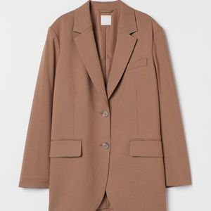 H&M Brown Beige Tan oversized blazer jacket small